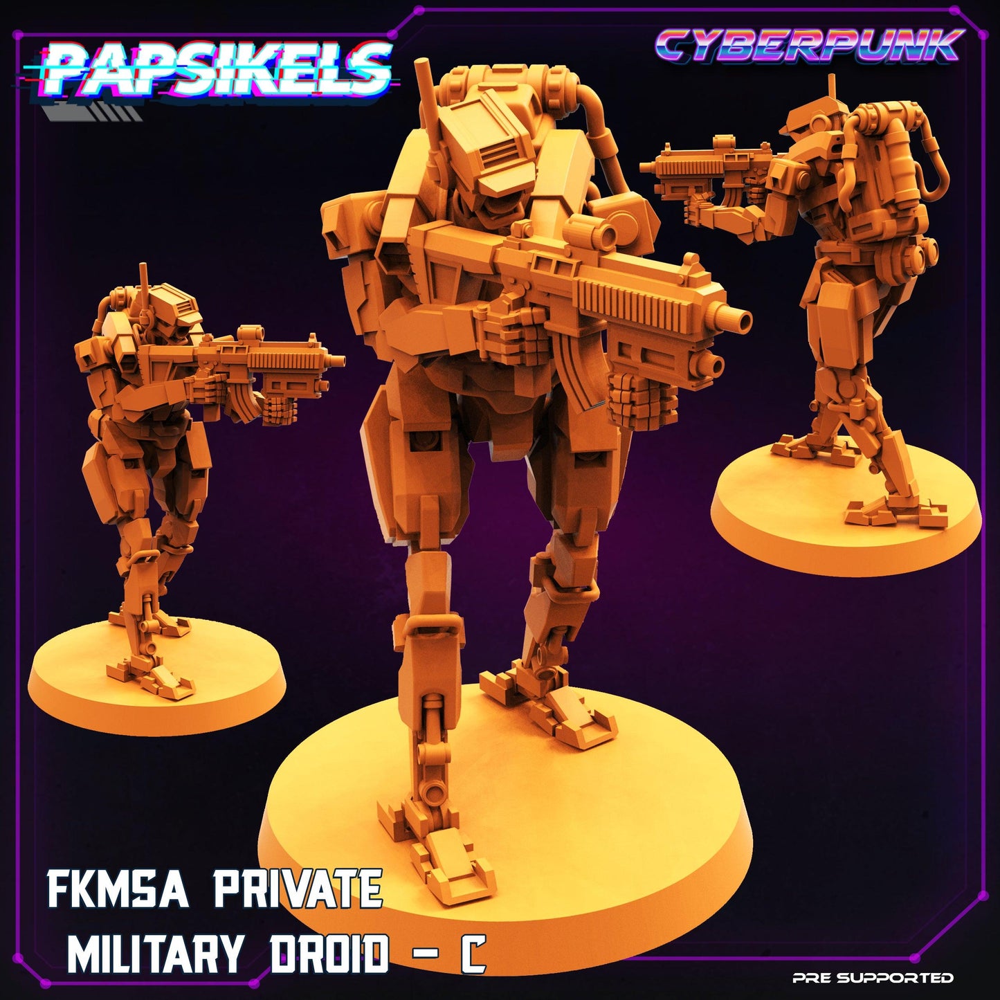 3D Printed Papsikels Cyberpunk Sci-Fi Fkmsa Private Military Droid Set - 28mm 32mm - 3D Printing Boss 
