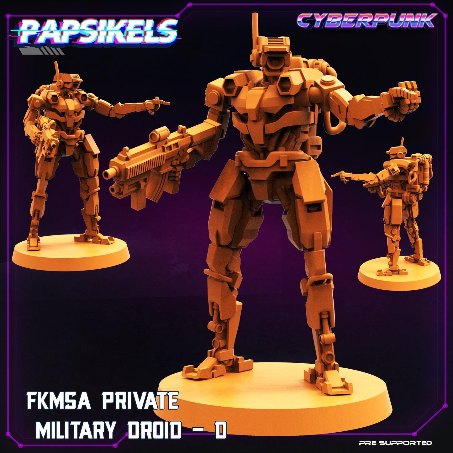 3D Printed Papsikels Cyberpunk Sci-Fi Fkmsa Private Military Droid Set - 28mm 32mm - 3D Printing Boss 