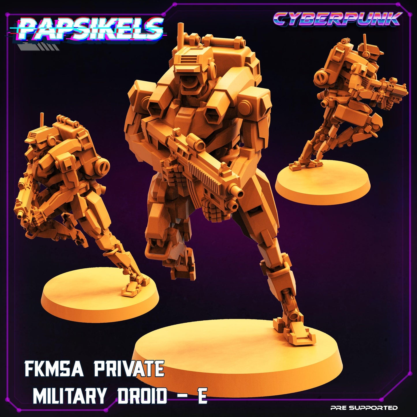 3D Printed Papsikels Cyberpunk Sci-Fi Fkmsa Private Military Droid Set - 28mm 32mm - 3D Printing Boss 