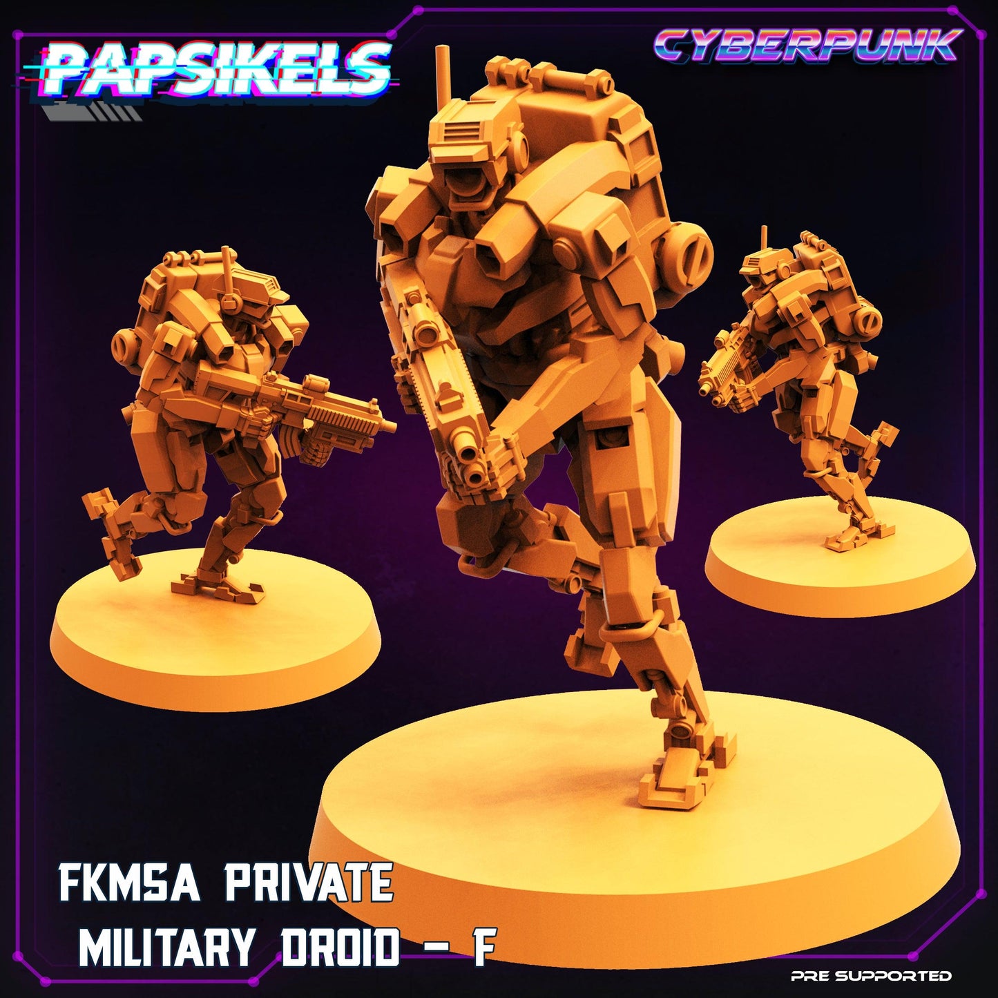 3D Printed Papsikels Cyberpunk Sci-Fi Fkmsa Private Military Droid Set - 28mm 32mm - 3D Printing Boss 