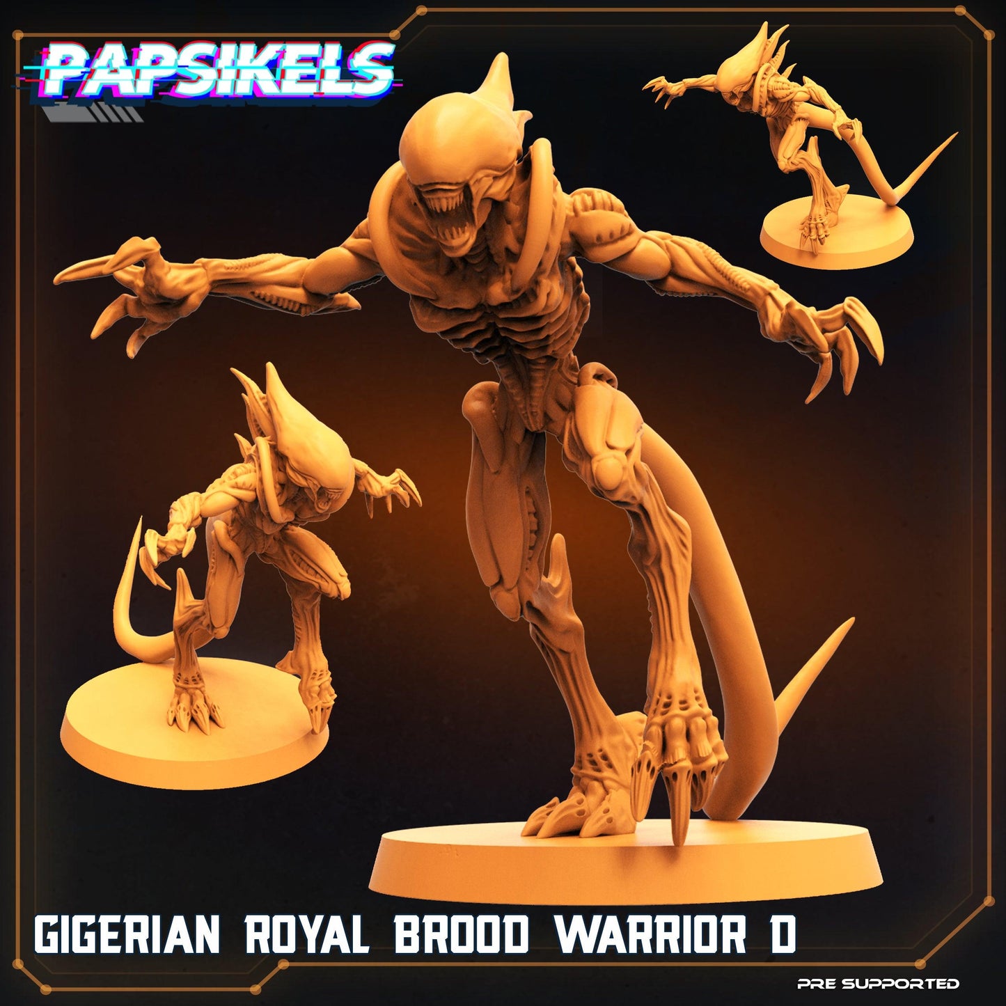 3D Printed Papsikels Cyberpunk Sci-Fi Gigerian Royal Brood Warrior Set - 28mm 32mm - 3D Printing Boss 