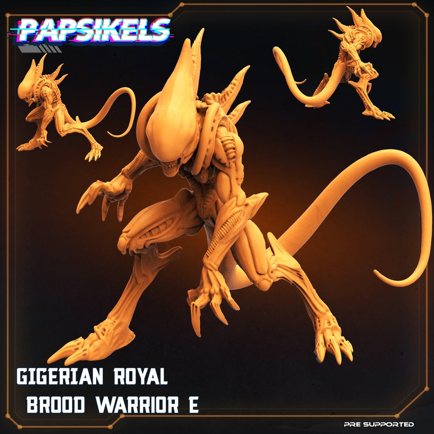 3D Printed Papsikels Cyberpunk Sci-Fi Gigerian Royal Brood Warrior Set - 28mm 32mm - 3D Printing Boss 
