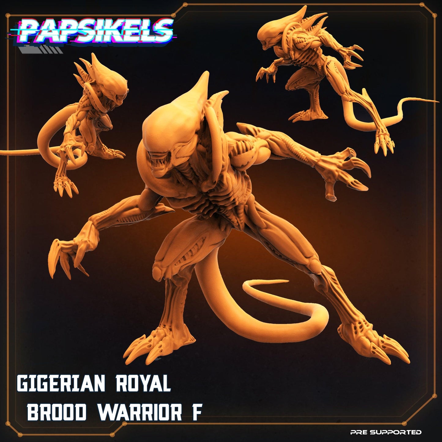 3D Printed Papsikels Cyberpunk Sci-Fi Gigerian Royal Brood Warrior Set - 28mm 32mm - 3D Printing Boss 