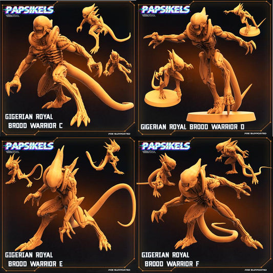 3D Printed Papsikels Cyberpunk Sci-Fi Gigerian Royal Brood Warrior Set - 28mm 32mm - 3D Printing Boss 