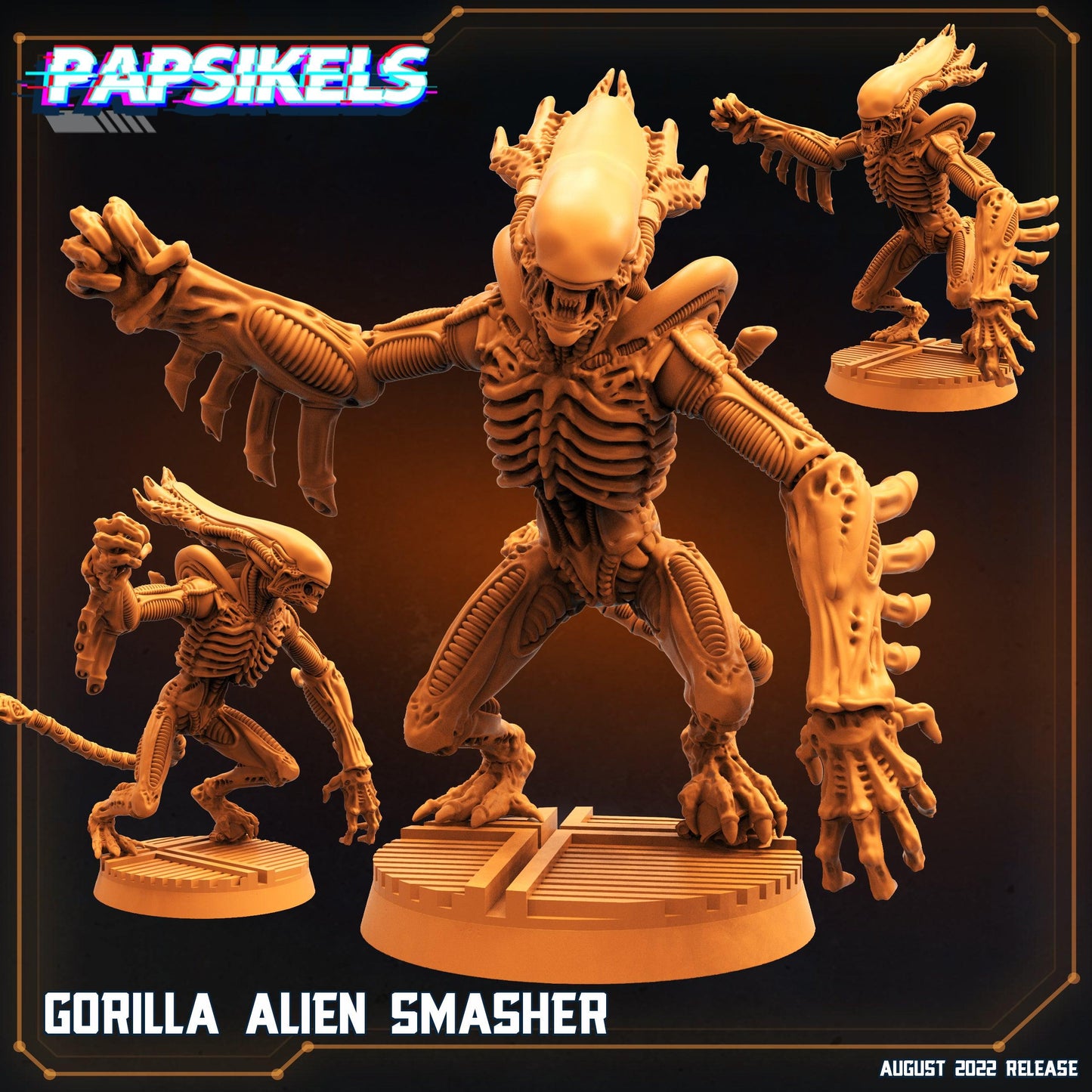 3D Printed Papsikels Cyberpunk Sci-Fi Gorilla Alien Set - 28mm 32mm - 3D Printing Boss 