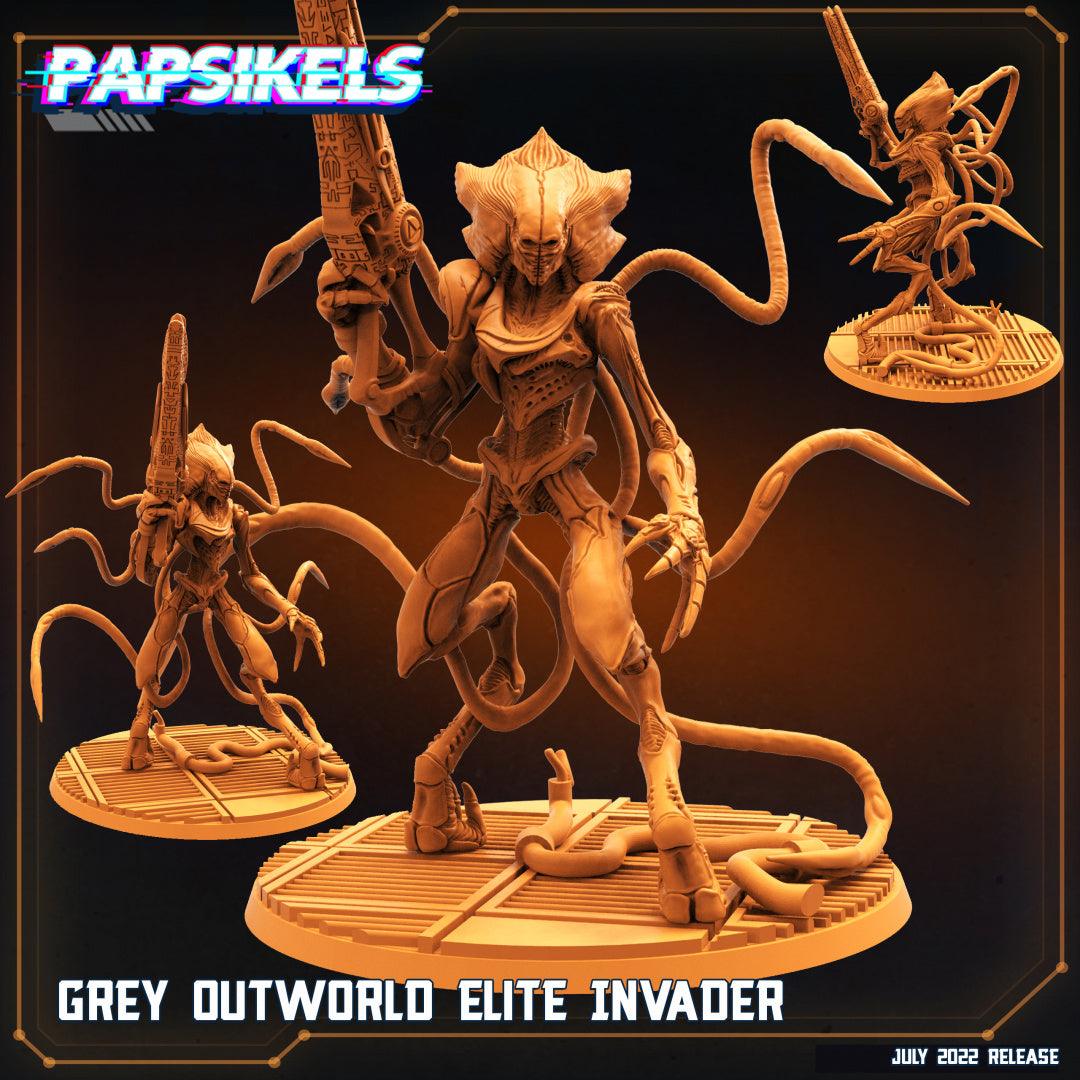 3D Printed Papsikels Cyberpunk Sci-Fi Grey Kind Outworld Invaders Set - 28mm 32mm - 3D Printing Boss 