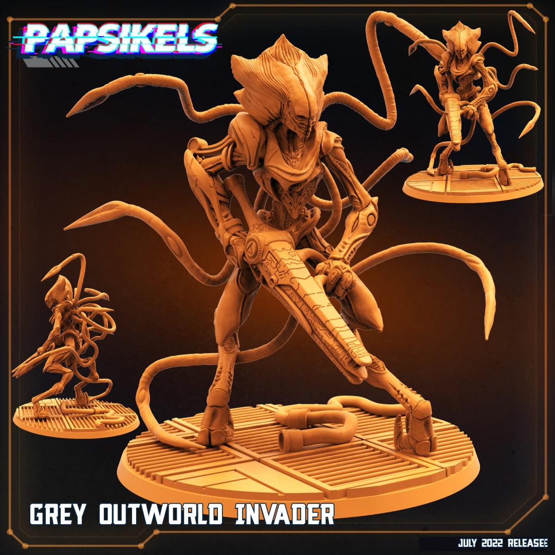 3D Printed Papsikels Cyberpunk Sci-Fi Grey Kind Outworld Invaders Set - 28mm 32mm - 3D Printing Boss 
