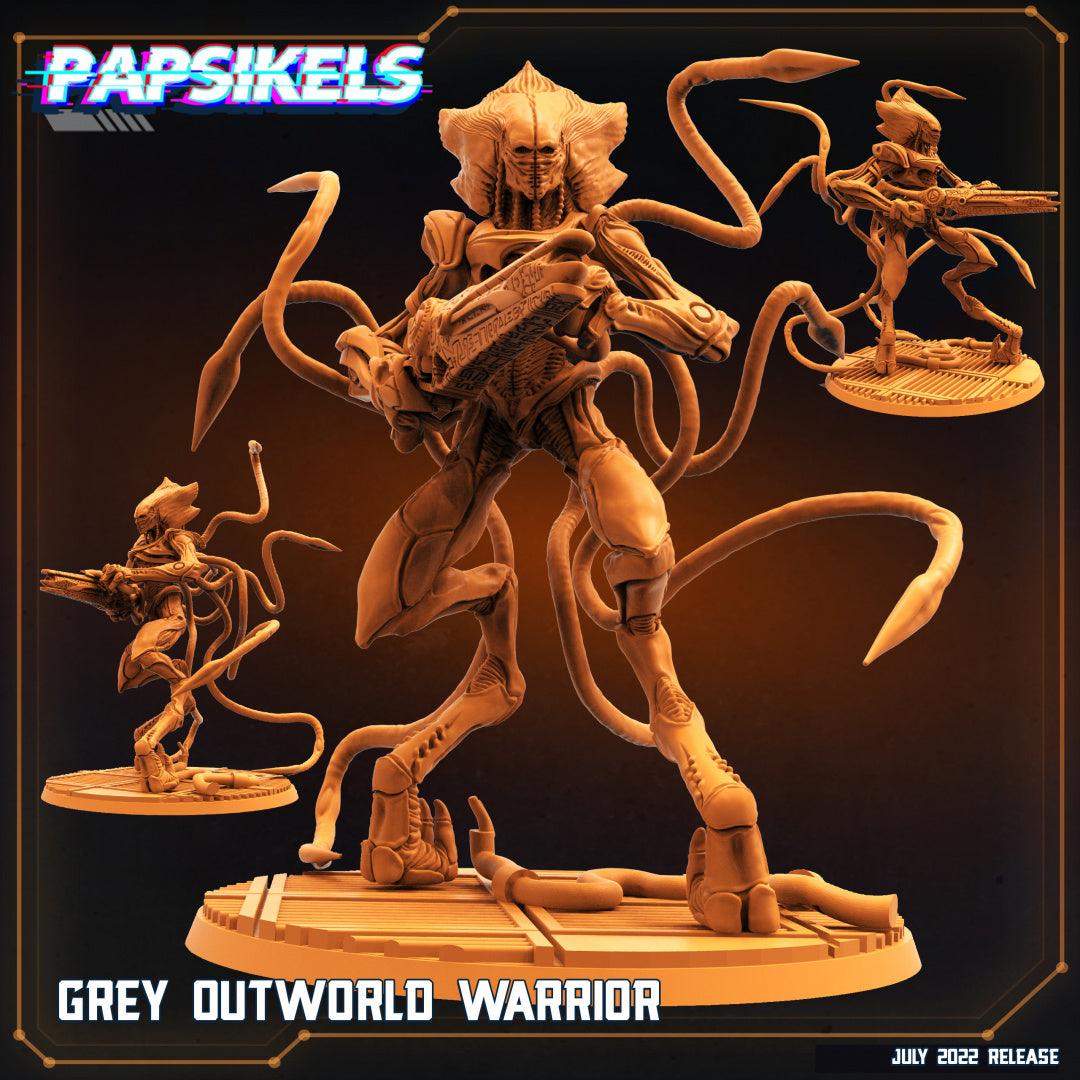 3D Printed Papsikels Cyberpunk Sci-Fi Grey Kind Outworld Invaders Set - 28mm 32mm - 3D Printing Boss 