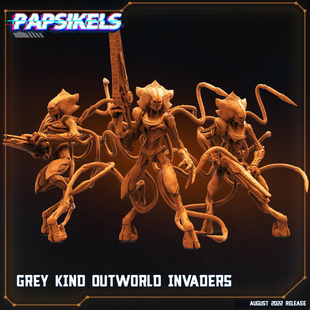 3D Printed Papsikels Cyberpunk Sci-Fi Grey Kind Outworld Invaders Set - 28mm 32mm - 3D Printing Boss 