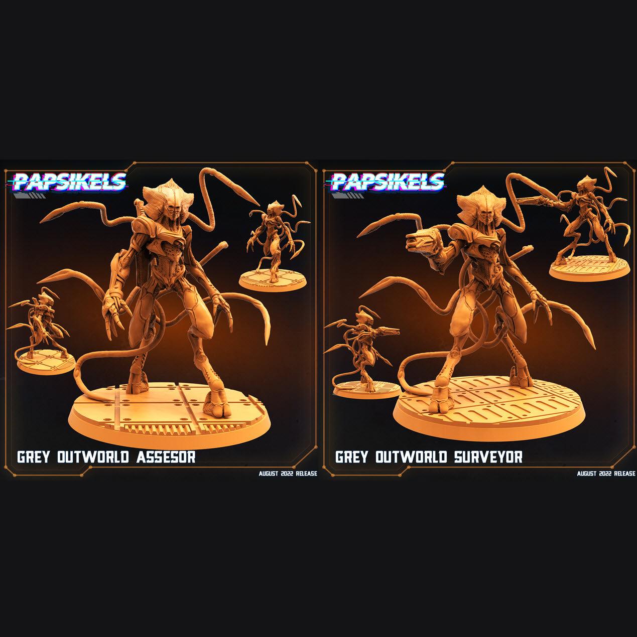 3D Printed Papsikels Cyberpunk Sci-Fi Grey Outworld Alien Set - 28mm 32mm - 3D Printing Boss 