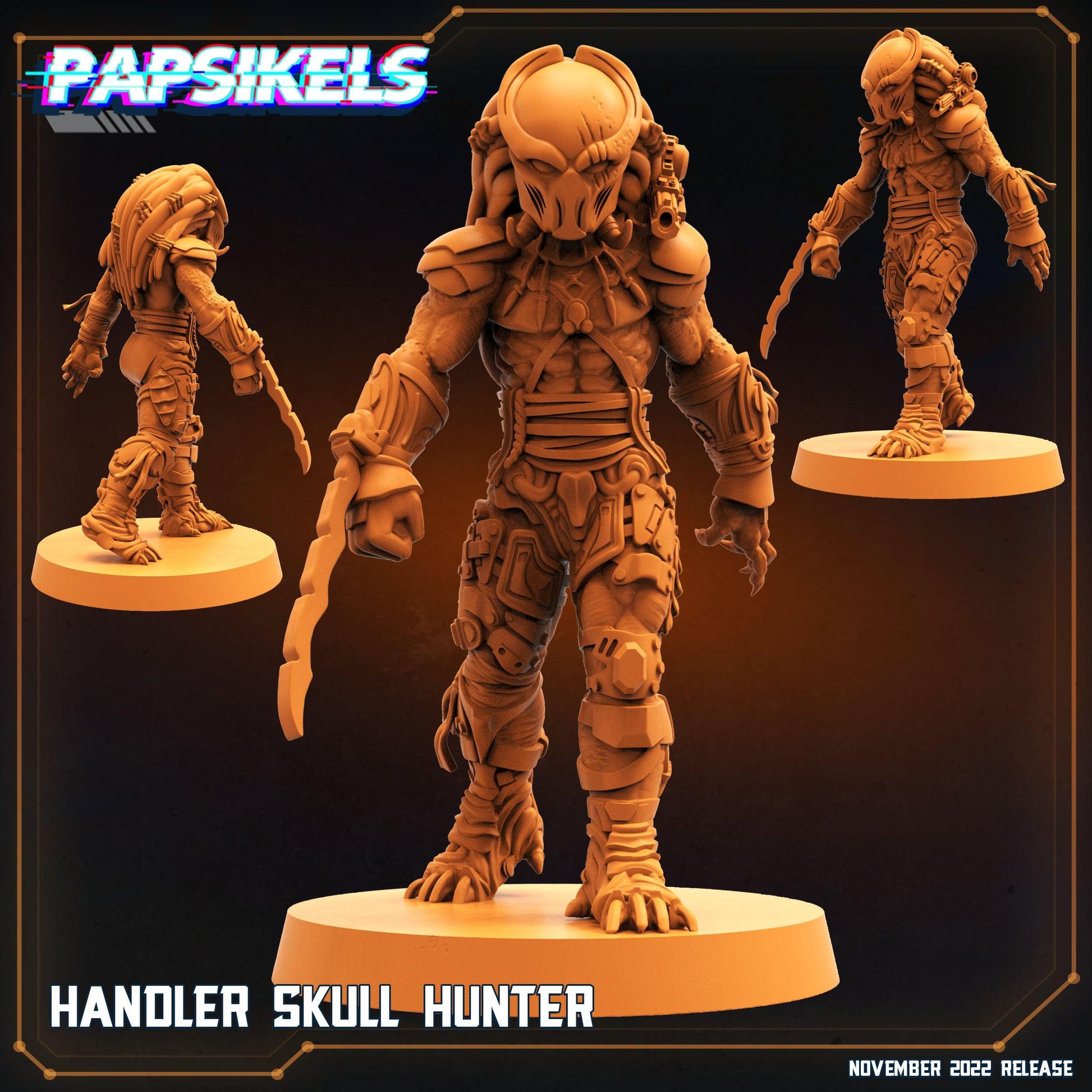 3D Printed Papsikels Cyberpunk Sci-Fi Handler Skull Hunter - 28mm 32mm - 3D Printing Boss 