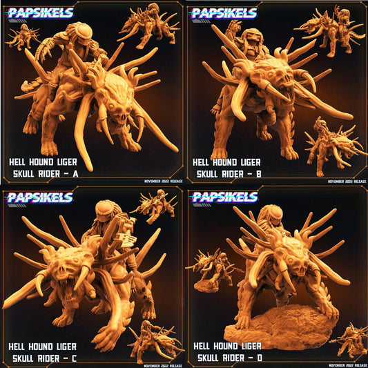 3D Printed Papsikels Cyberpunk Sci-Fi Hell Hound Liger Skull Rider Set - 28mm 32mm - 3D Printing Boss 