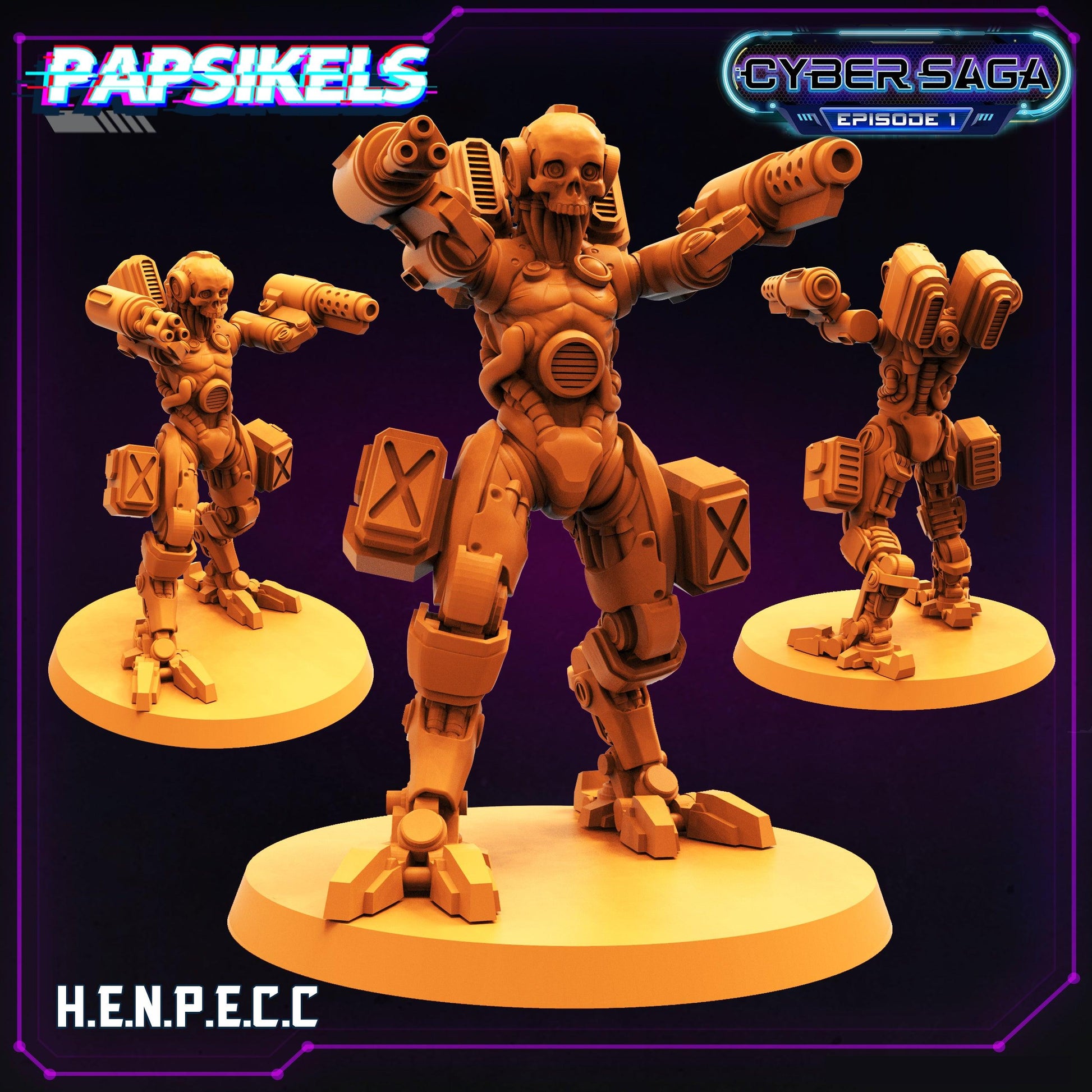3D Printed Papsikels Cyberpunk Sci-Fi Henpecc Cyber Saga - 28mm 32mm - 3D Printing Boss 