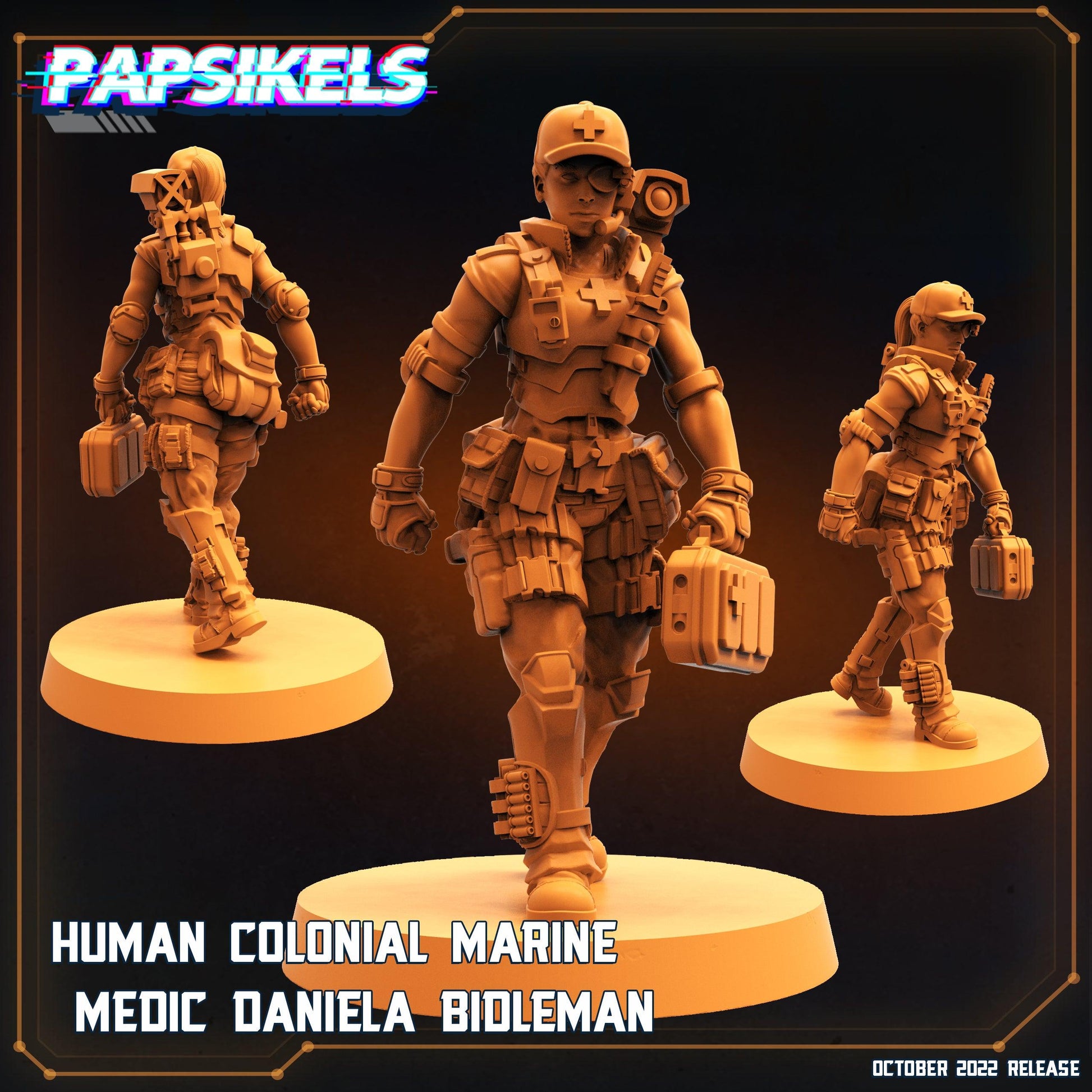 3D Printed Papsikels Cyberpunk Sci-Fi Human Colonial Marine Medic Daniela Bidleman - 28mm 32mm - 3D Printing Boss 