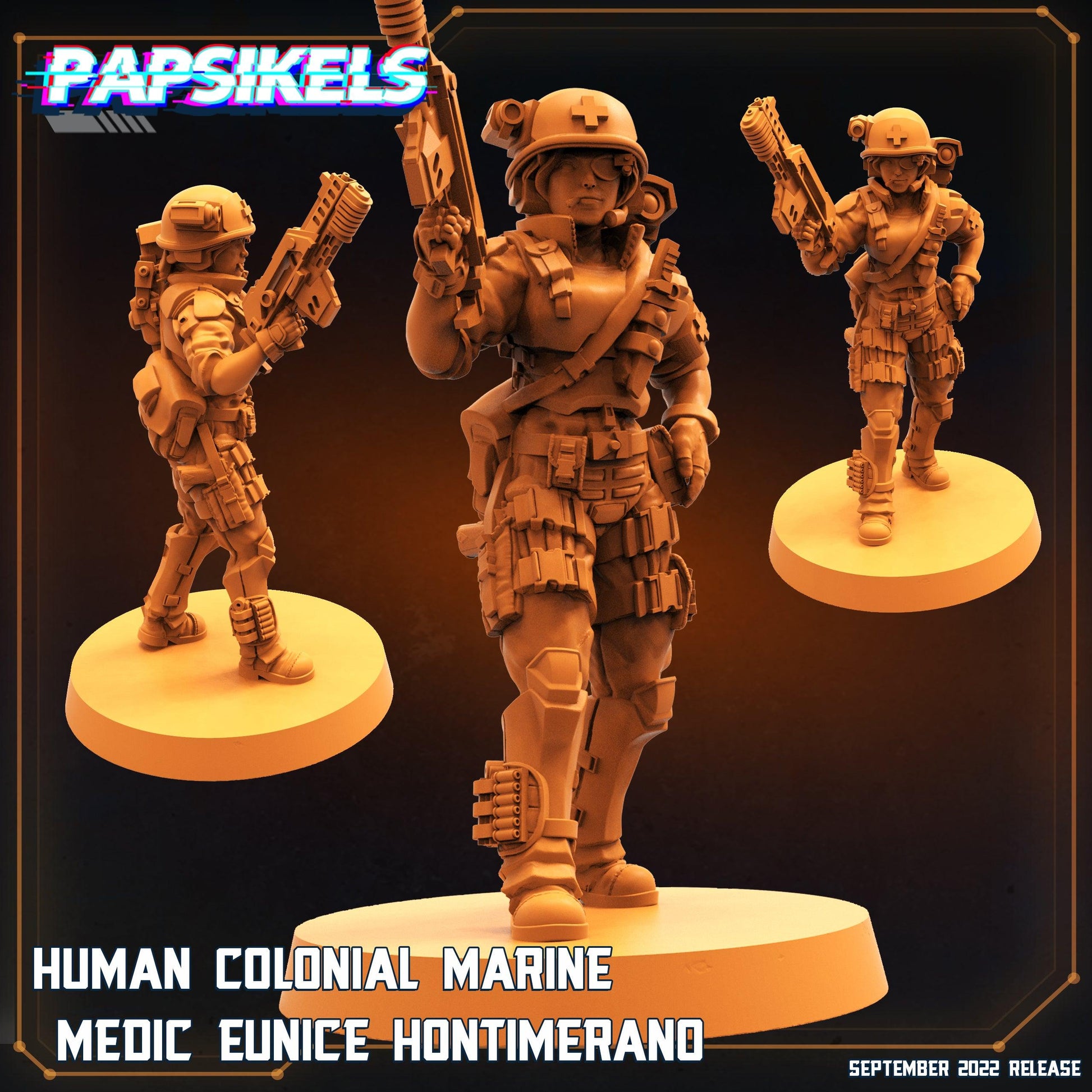 3D Printed Papsikels Cyberpunk Sci-Fi Human Colonial Marine Medic Eunice Hontimerano - 28mm 32mm - 3D Printing Boss 
