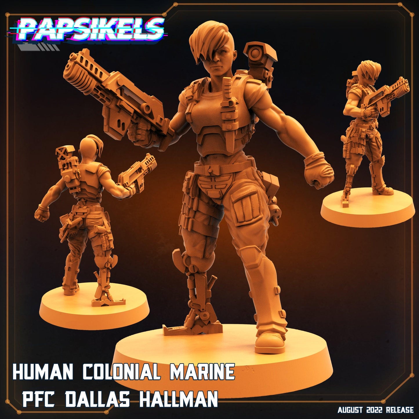 3D Printed Papsikels Cyberpunk Sci-Fi Human Colonial Marine Pfc Set - 28mm 32mm - 3D Printing Boss 