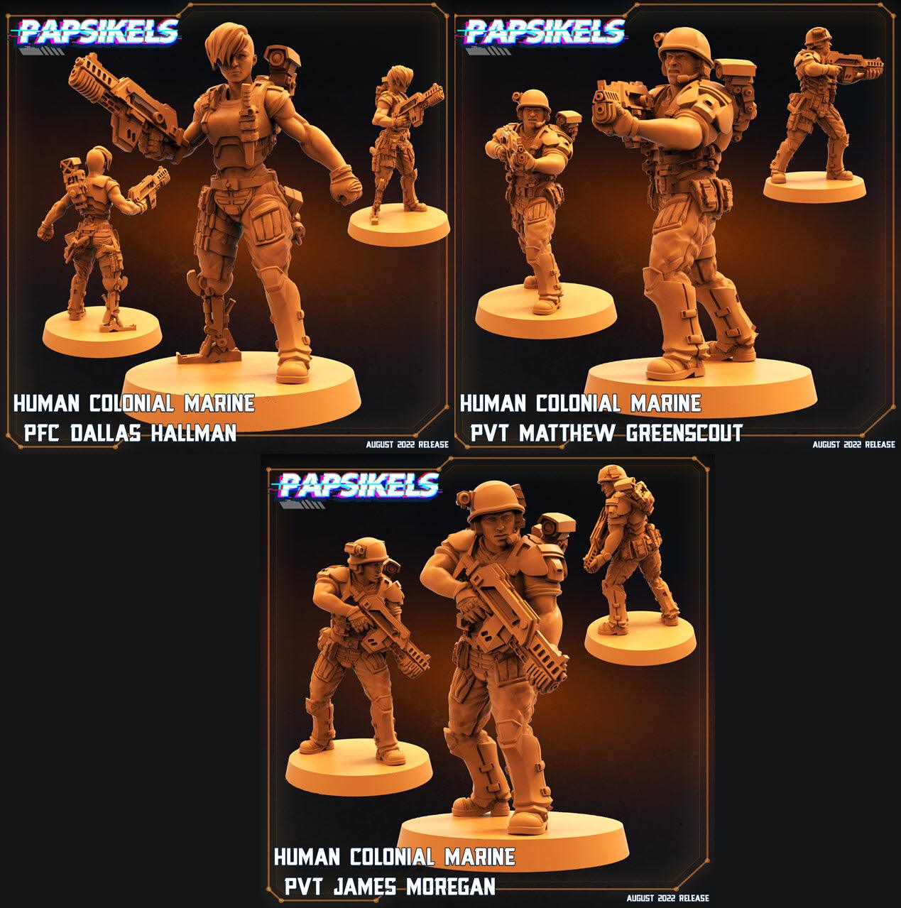3D Printed Papsikels Cyberpunk Sci-Fi Human Colonial Marine Pfc Set - 28mm 32mm - 3D Printing Boss 