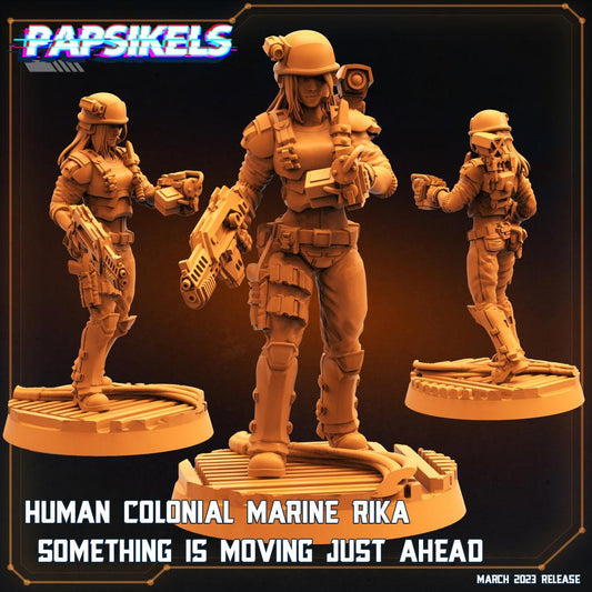 3D Printed Papsikels Cyberpunk  Sci-Fi - Human Colonial Marine Rika Something Is Moving Just Ahead - 28mm 32mm - 3D Printing Boss 