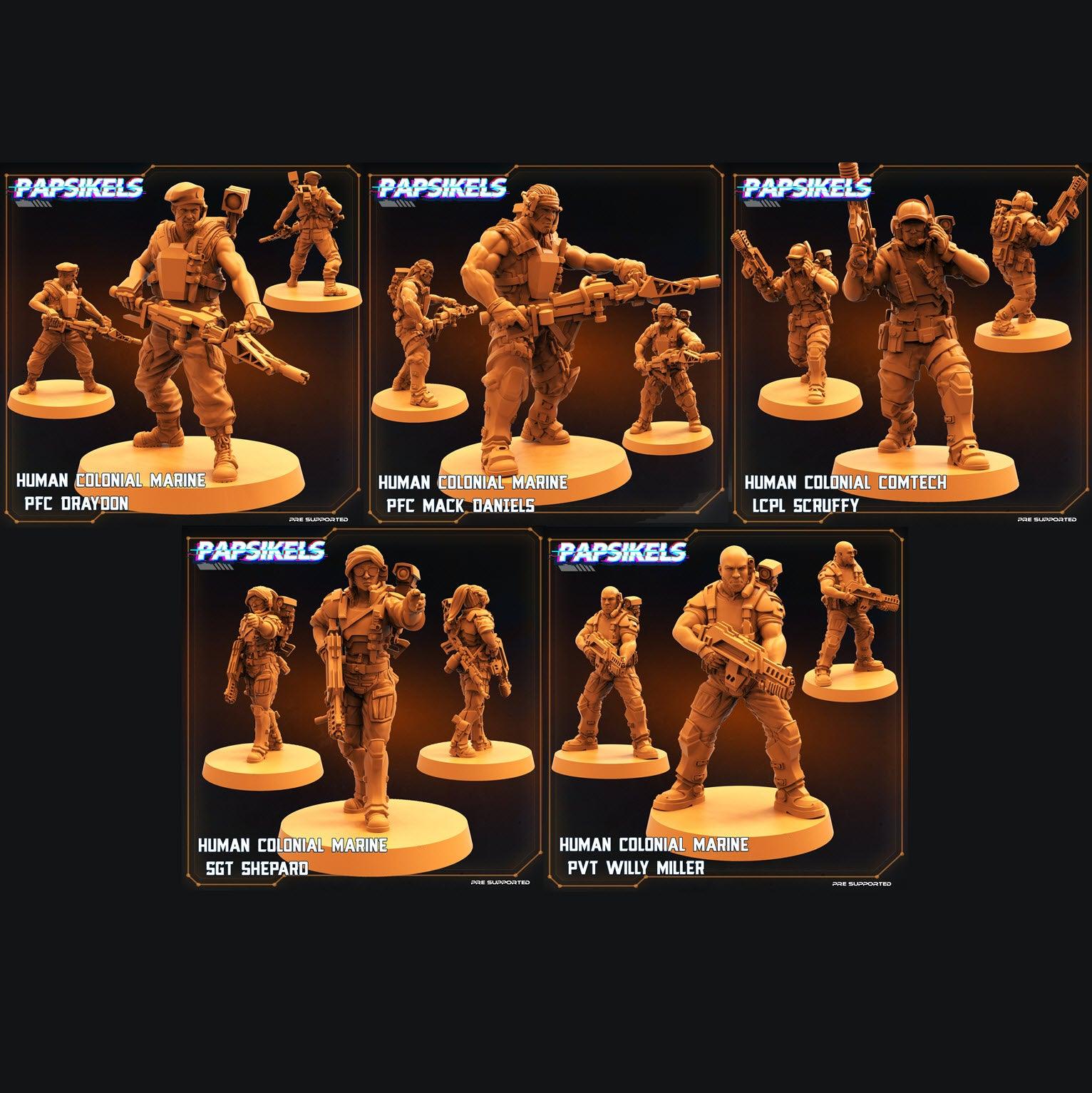 3D Printed Papsikels Cyberpunk Sci-Fi Human Colonial Set - 28mm 32mm - 3D Printing Boss 