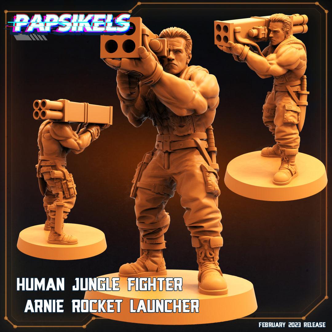 3D Printed Papsikels Cyberpunk Sci-Fi - Human Jungle Fighter Arnie Rocket Launcher - 28mm 32mm - 3D Printing Boss 