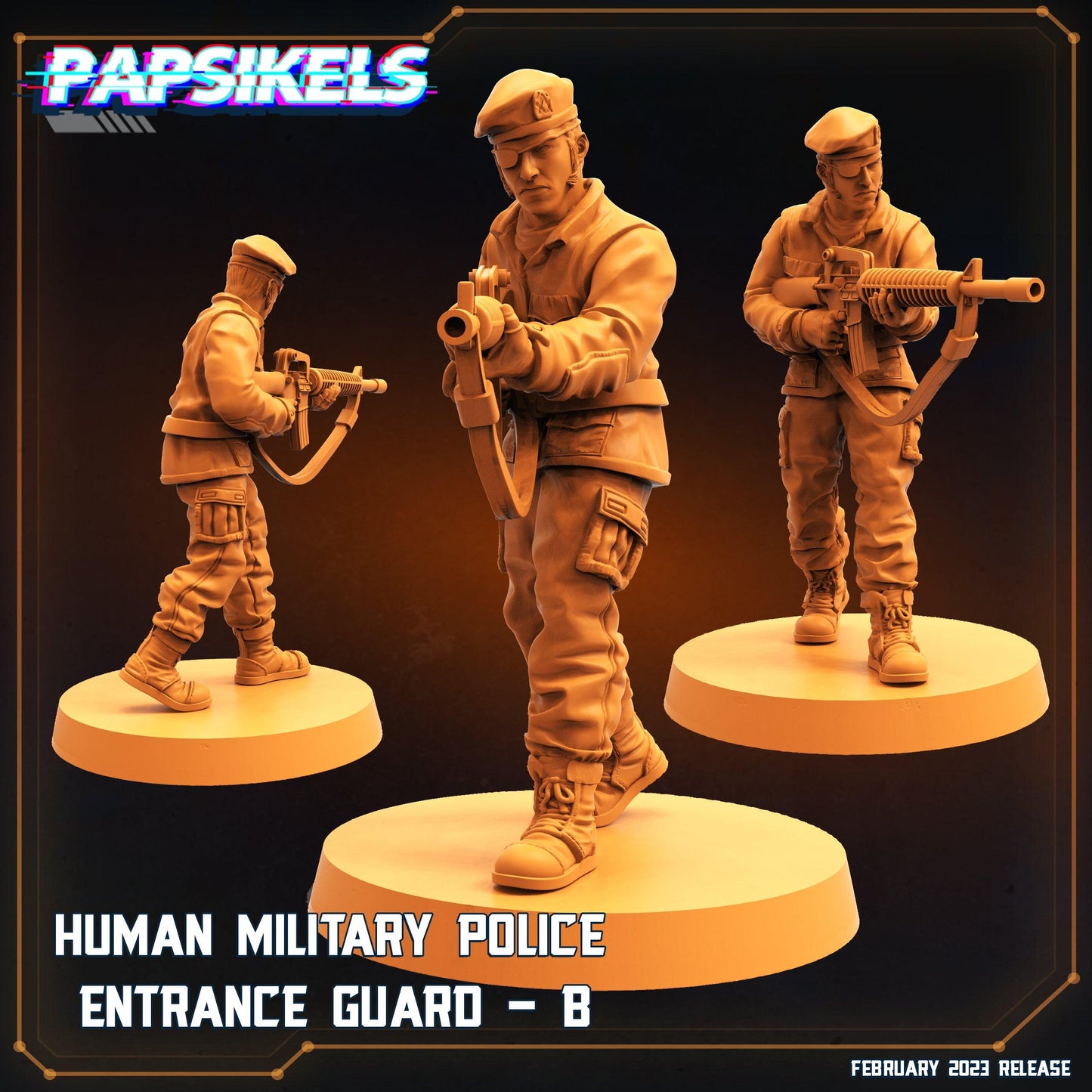 3D Printed Papsikels Cyberpunk Sci-Fi - Human Military Police Entrance Guard Set - Star Entrance 28mm 32mm - 3D Printing Boss 