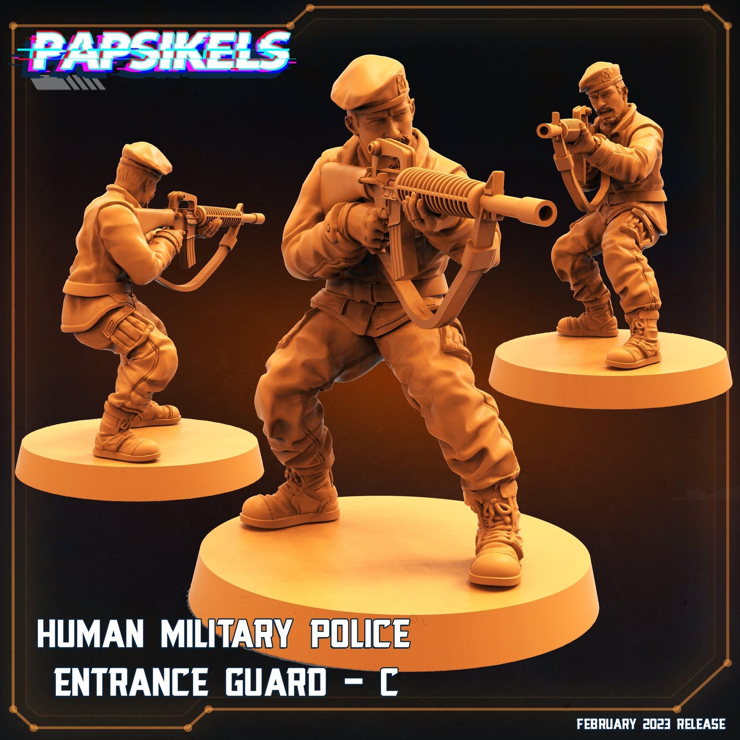 3D Printed Papsikels Cyberpunk Sci-Fi - Human Military Police Entrance Guard Set - Star Entrance 28mm 32mm - 3D Printing Boss 
