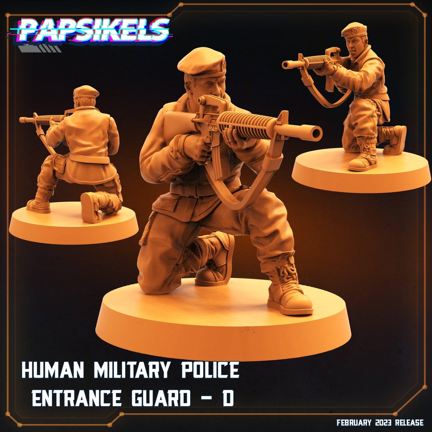 3D Printed Papsikels Cyberpunk Sci-Fi - Human Military Police Entrance Guard Set - Star Entrance 28mm 32mm - 3D Printing Boss 