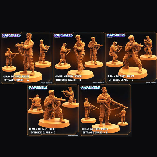3D Printed Papsikels Cyberpunk Sci-Fi - Human Military Police Entrance Guard Set - Star Entrance 28mm 32mm - 3D Printing Boss 