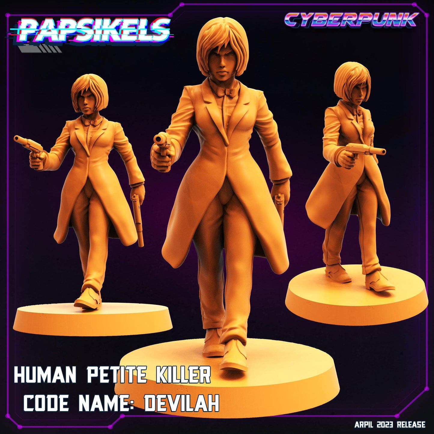 3D Printed Papsikels Cyberpunk Sci-Fi - Human Petite Killer Codename Devilah - 28mm 32mm - 3D Printing Boss 