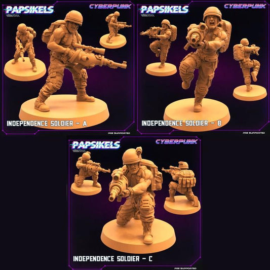 3D Printed Papsikels Cyberpunk Sci-Fi Independence Soldier Set - 28mm 32mm - 3D Printing Boss 