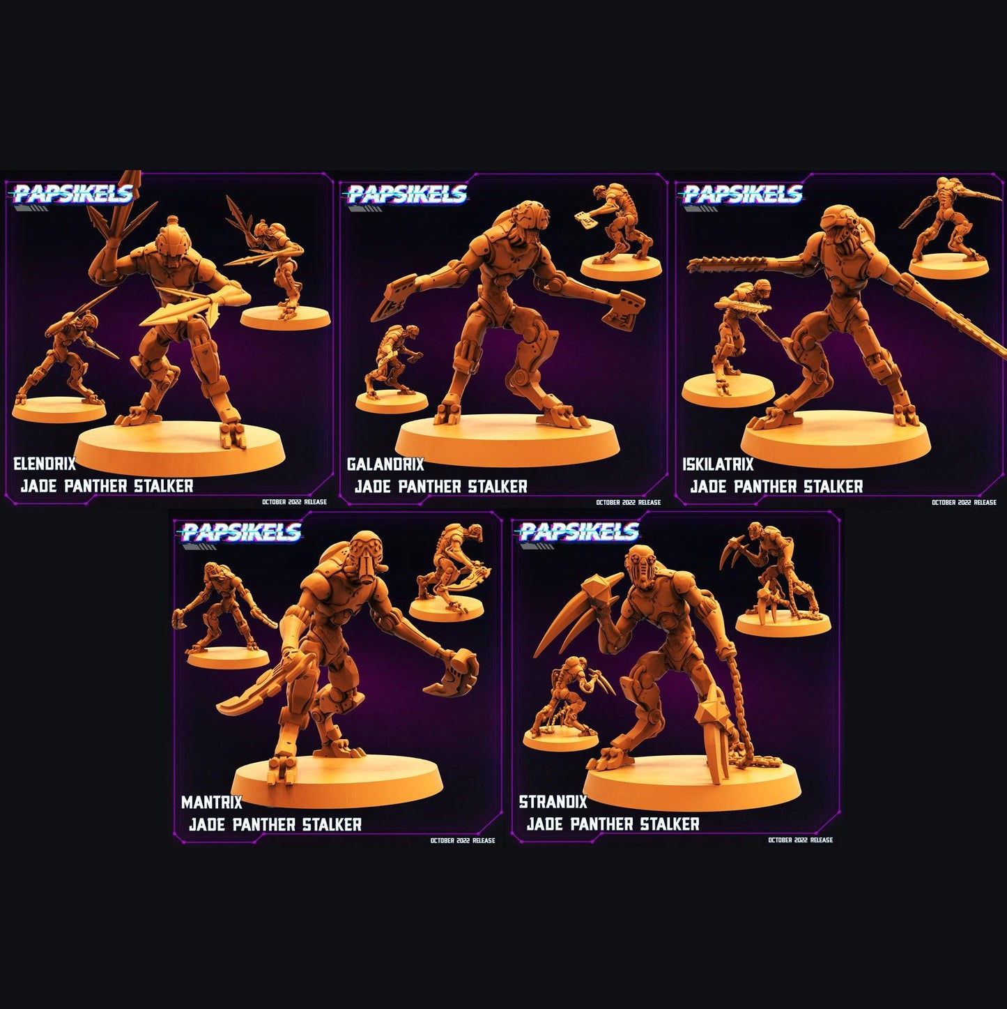 3D Printed Papsikels Cyberpunk Sci-Fi Jade Panther Stalker Set - 28mm 32mm - 3D Printing Boss 