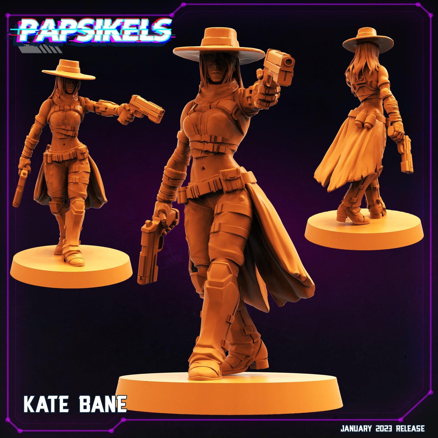 3D Printed Papsikels Cyberpunk Sci-Fi Kate Bane 28mm 32mm - 3D Printing Boss 