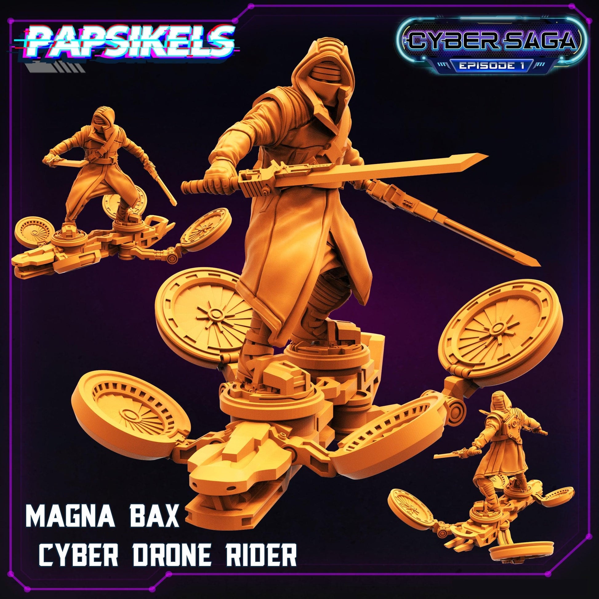 3D Printed Papsikels Cyberpunk Sci-Fi Magna Bax Cyborg Drone Rider Cyber Saga - 28mm 32mm - 3D Printing Boss 