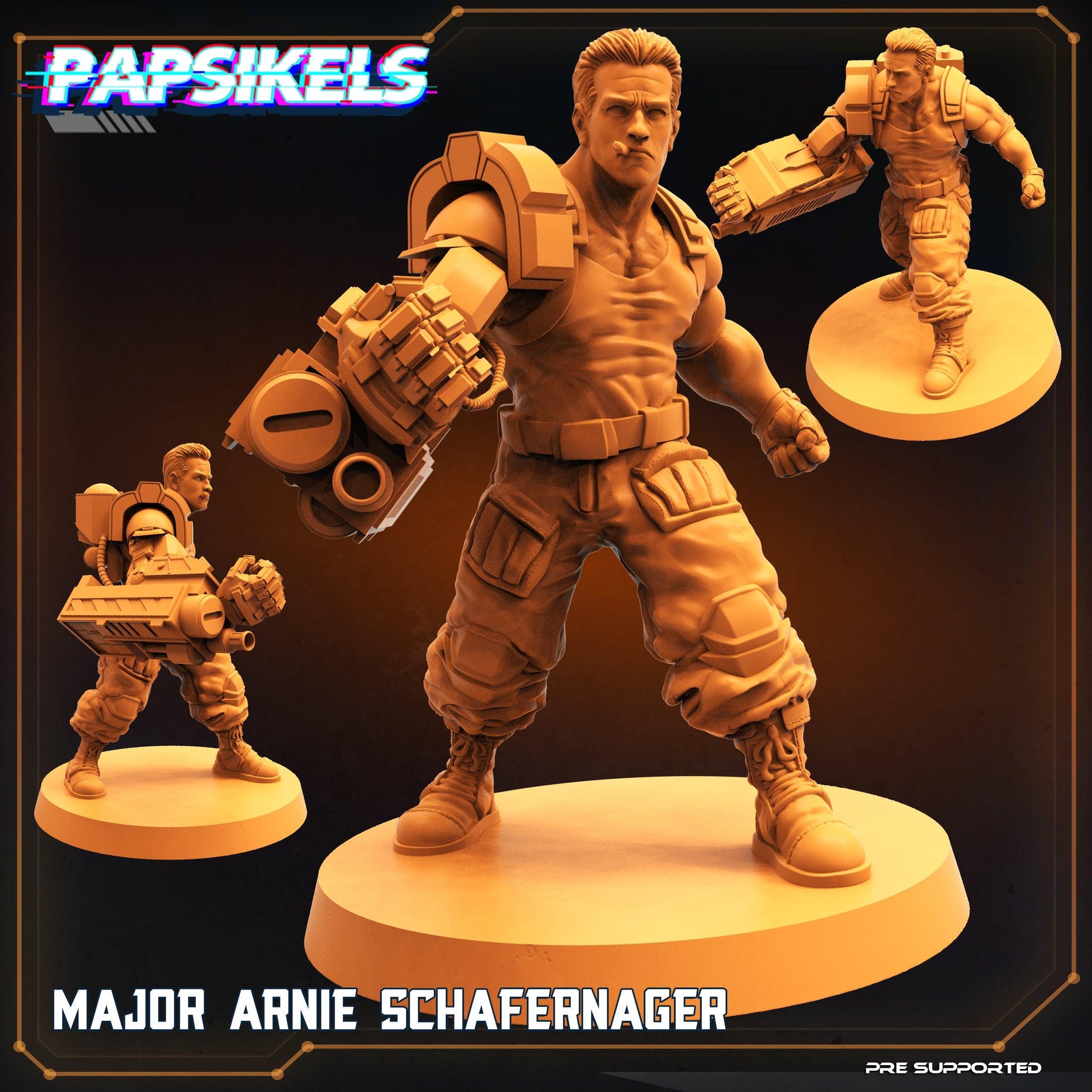 3D Printed Papsikels Cyberpunk Sci-Fi Major Arnie Schafenager - 28mm 32mm - 3D Printing Boss 