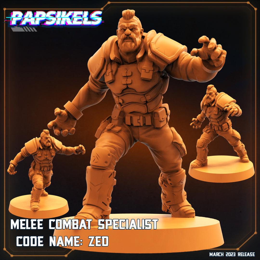3D Printed Papsikels Cyberpunk Sci-Fi - Melee Combat Specialist Code Name Zed - 28mm 32mm - 3D Printing Boss 