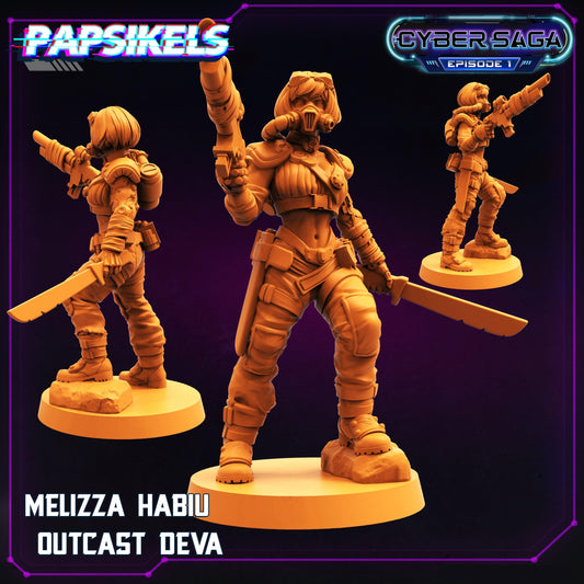 3D Printed Papsikels Cyberpunk Sci-Fi Melizza Habiu Outcast Deva Cyber Saga - 28mm 32mm - 3D Printing Boss 