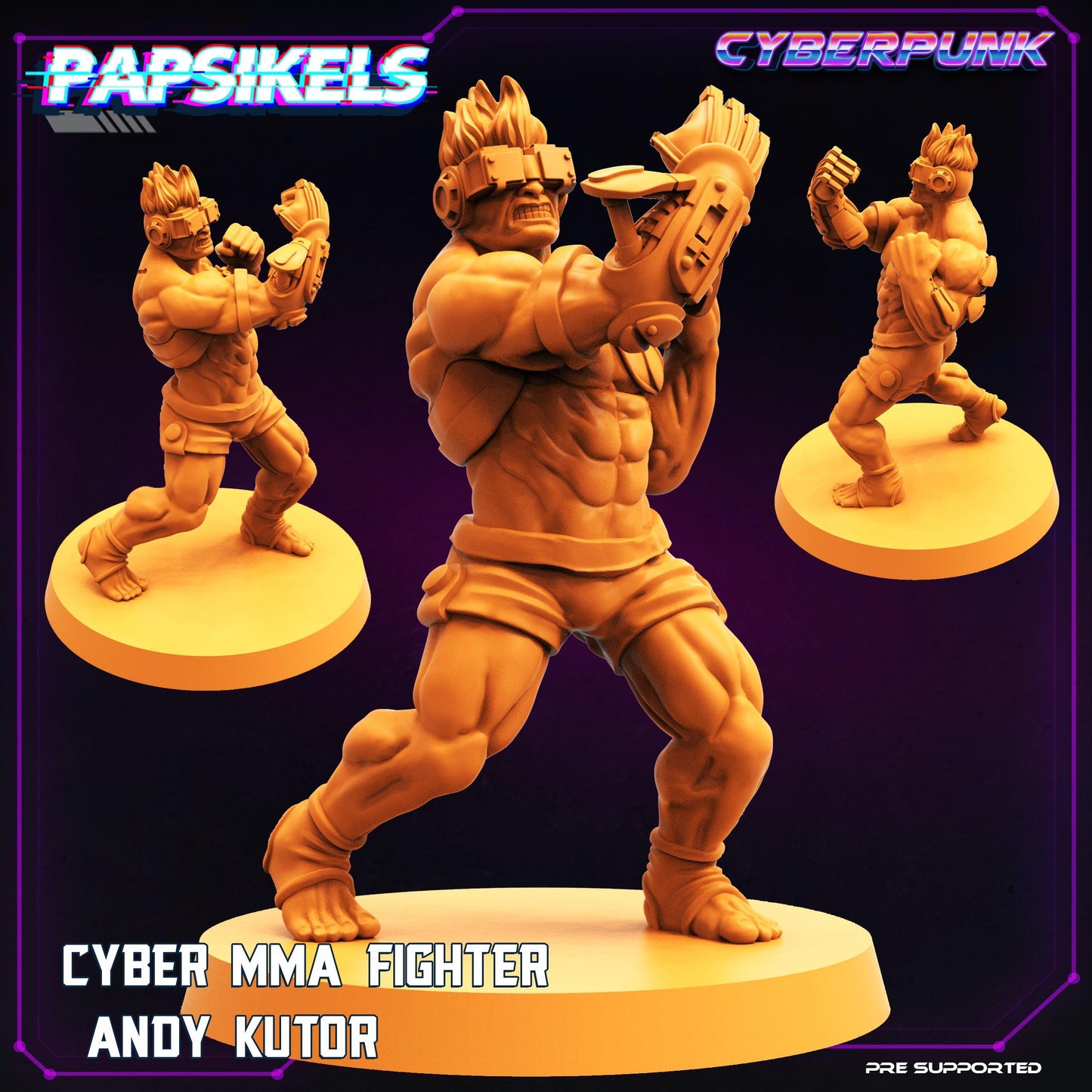 3D Printed Papsikels Cyberpunk Sci-Fi Mma Boxer Fighter Set - 28mm 32mm - 3D Printing Boss 