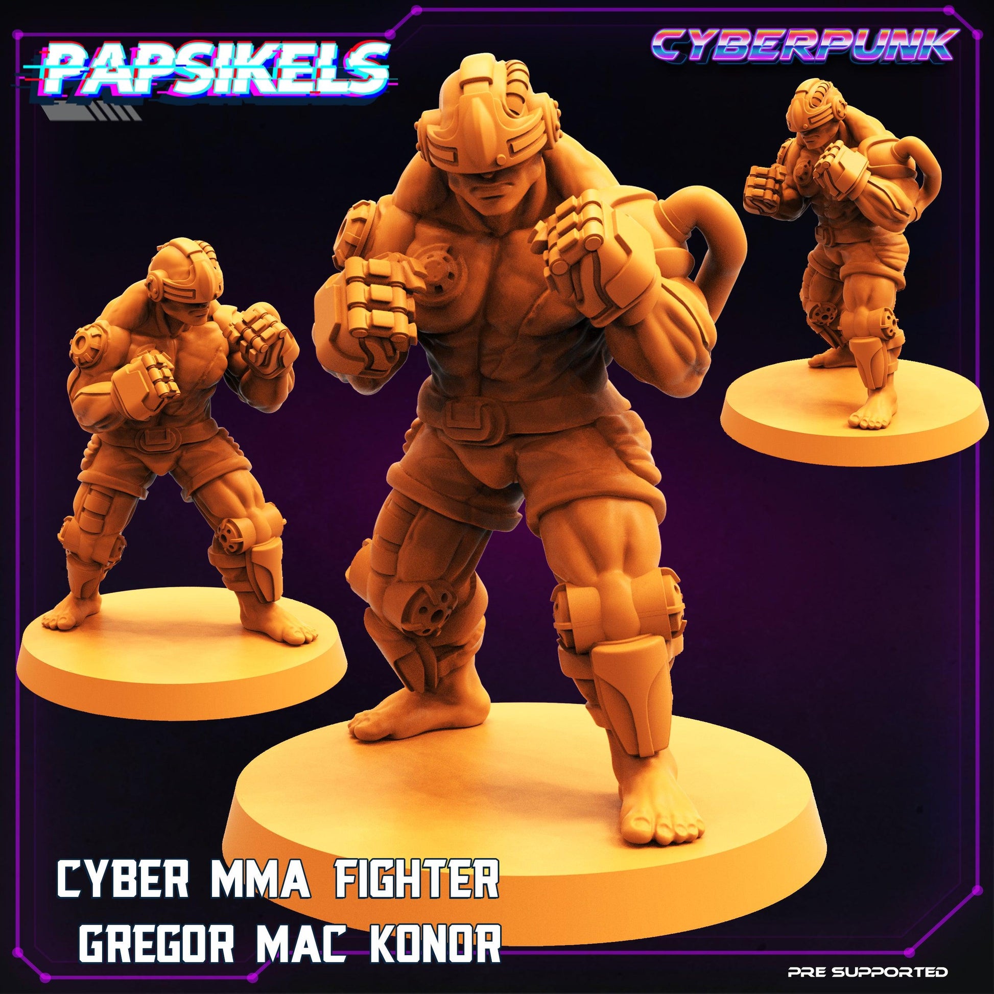 3D Printed Papsikels Cyberpunk Sci-Fi Mma Boxer Fighter Set - 28mm 32mm - 3D Printing Boss 