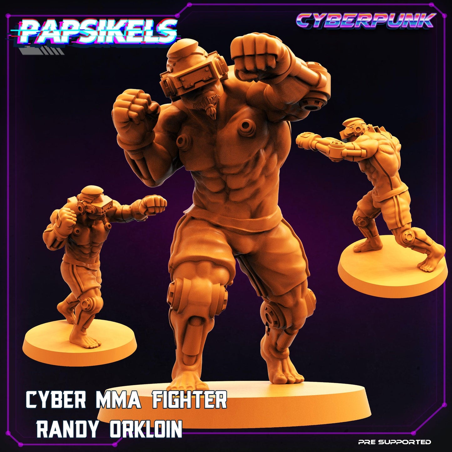 3D Printed Papsikels Cyberpunk Sci-Fi Mma Boxer Fighter Set - 28mm 32mm - 3D Printing Boss 