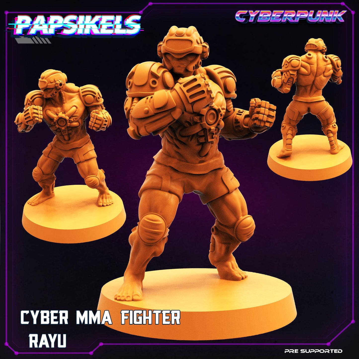 3D Printed Papsikels Cyberpunk Sci-Fi Mma Boxer Fighter Set - 28mm 32mm - 3D Printing Boss 