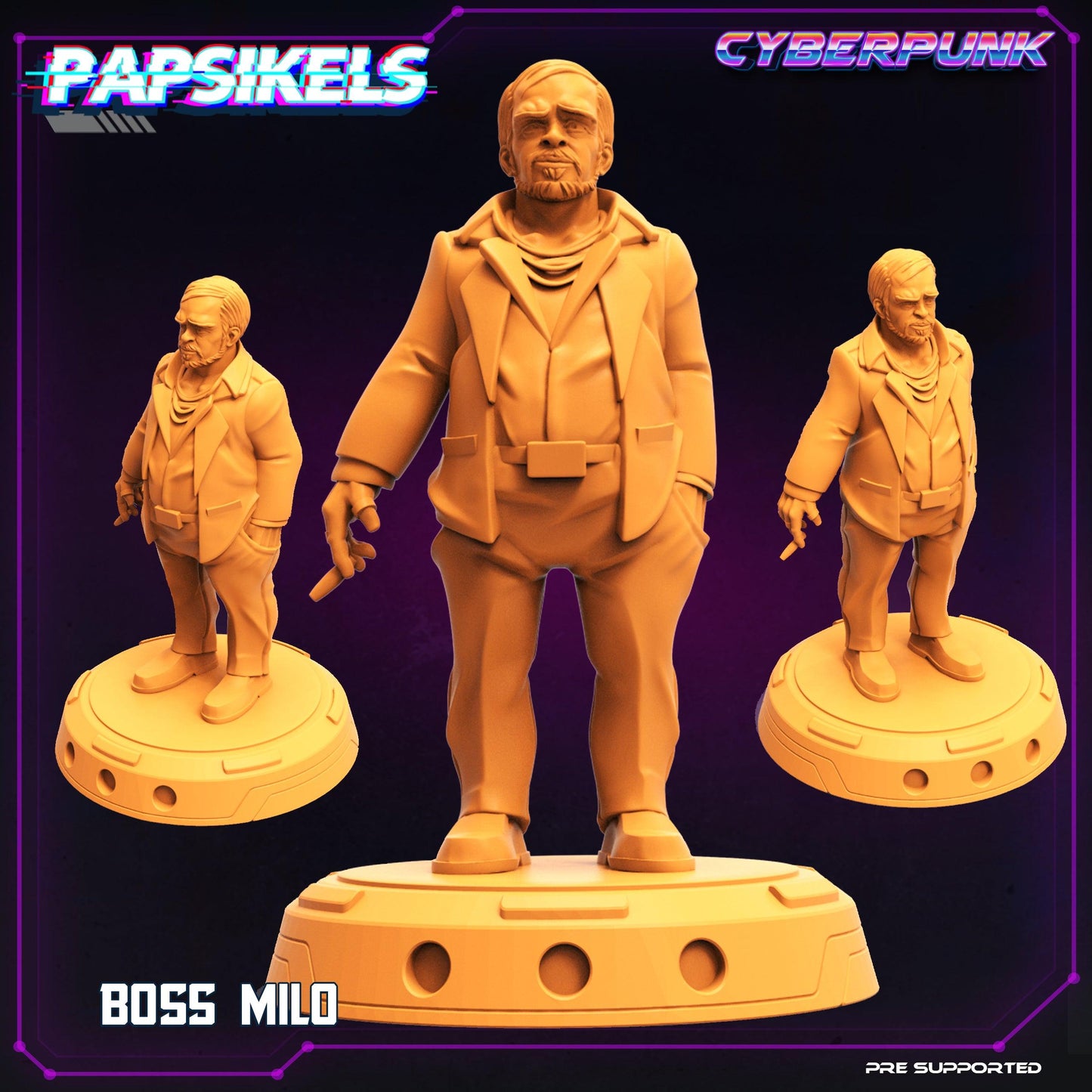 3D Printed Papsikels Cyberpunk Sci-Fi Mob Boss Milo - 28mm 32mm - 3D Printing Boss 