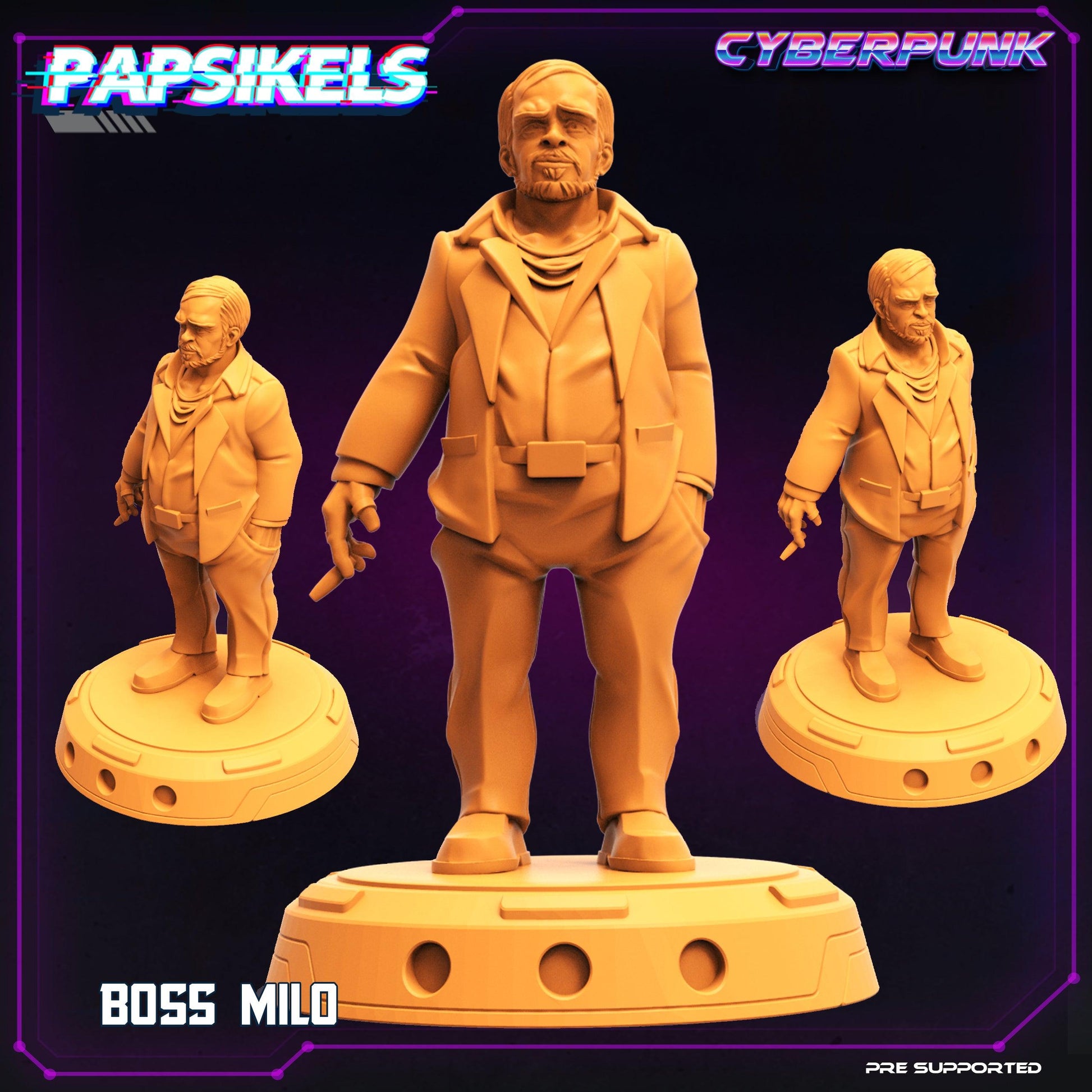 3D Printed Papsikels Cyberpunk Sci-Fi Mob Boss Milo - 28mm 32mm - 3D Printing Boss 