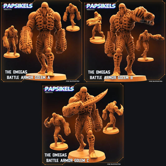 3D Printed Papsikels Cyberpunk Sci-Fi Omega Battle Armor Golem Set - 28mm 32mm - 3D Printing Boss 