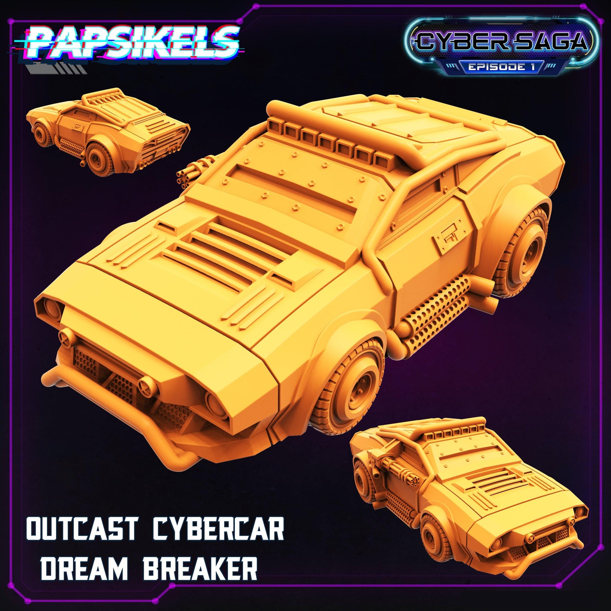 3D Printed Papsikels Cyberpunk Sci-Fi Outcast Cybercar Dream Breaker Cyber Saga - 28mm 32mm - 3D Printing Boss 