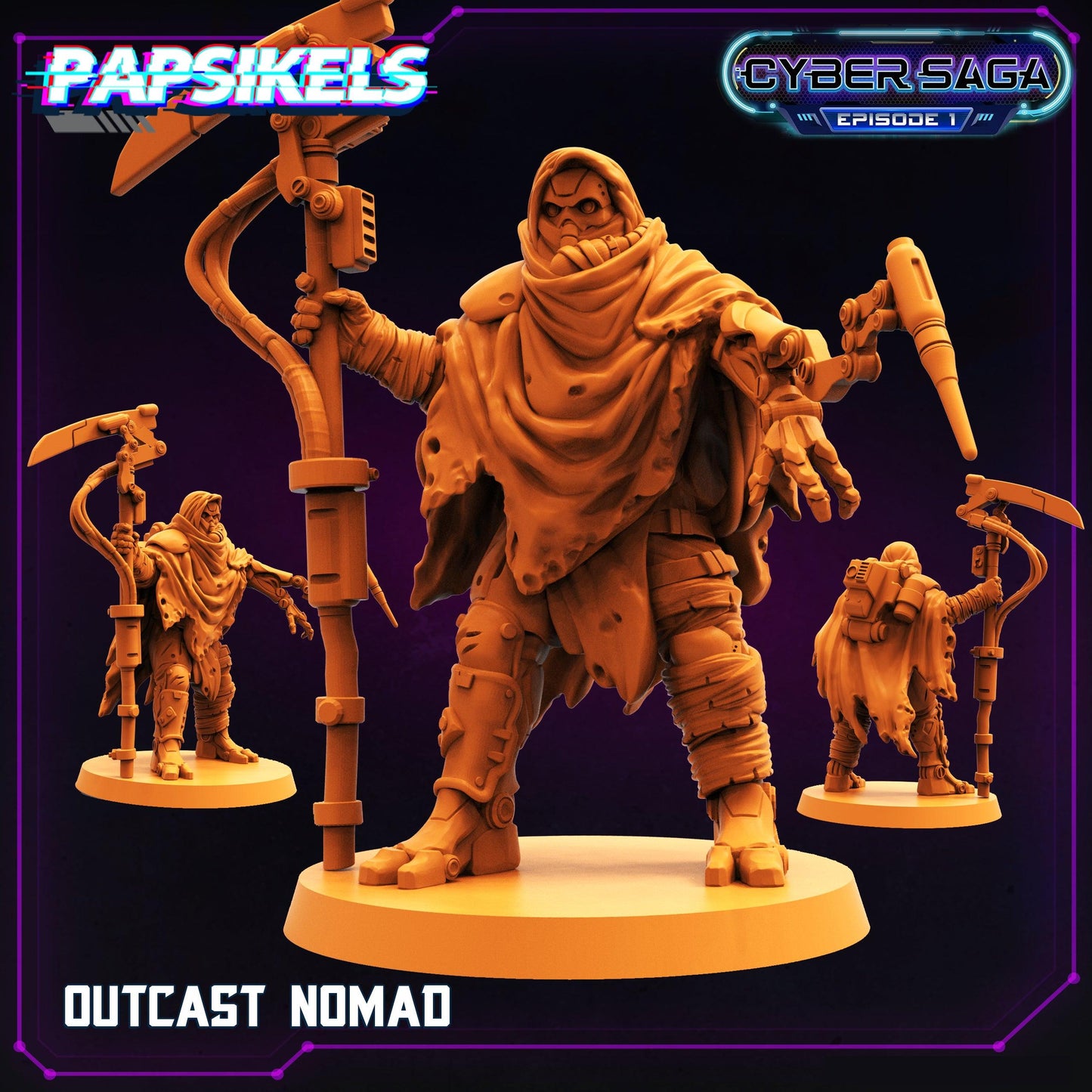 3D Printed Papsikels Cyberpunk Sci-Fi Outcast Nomad Cyber Saga - 28mm 32mm - 3D Printing Boss 