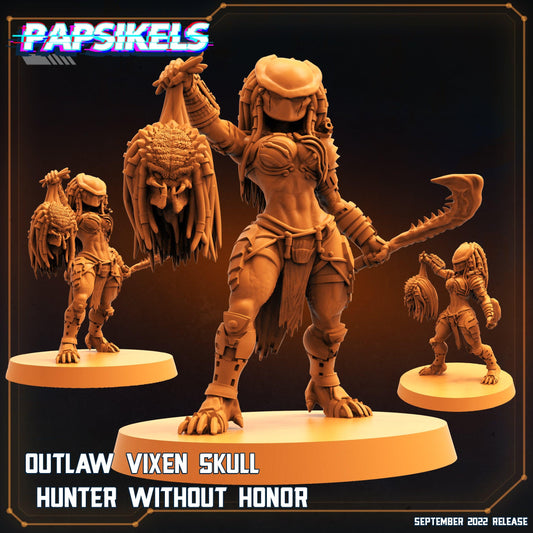 3D Printed Papsikels Cyberpunk Sci-Fi Outlaw Vixen Skull Hunter Without Honor - 28mm 32mm - 3D Printing Boss 