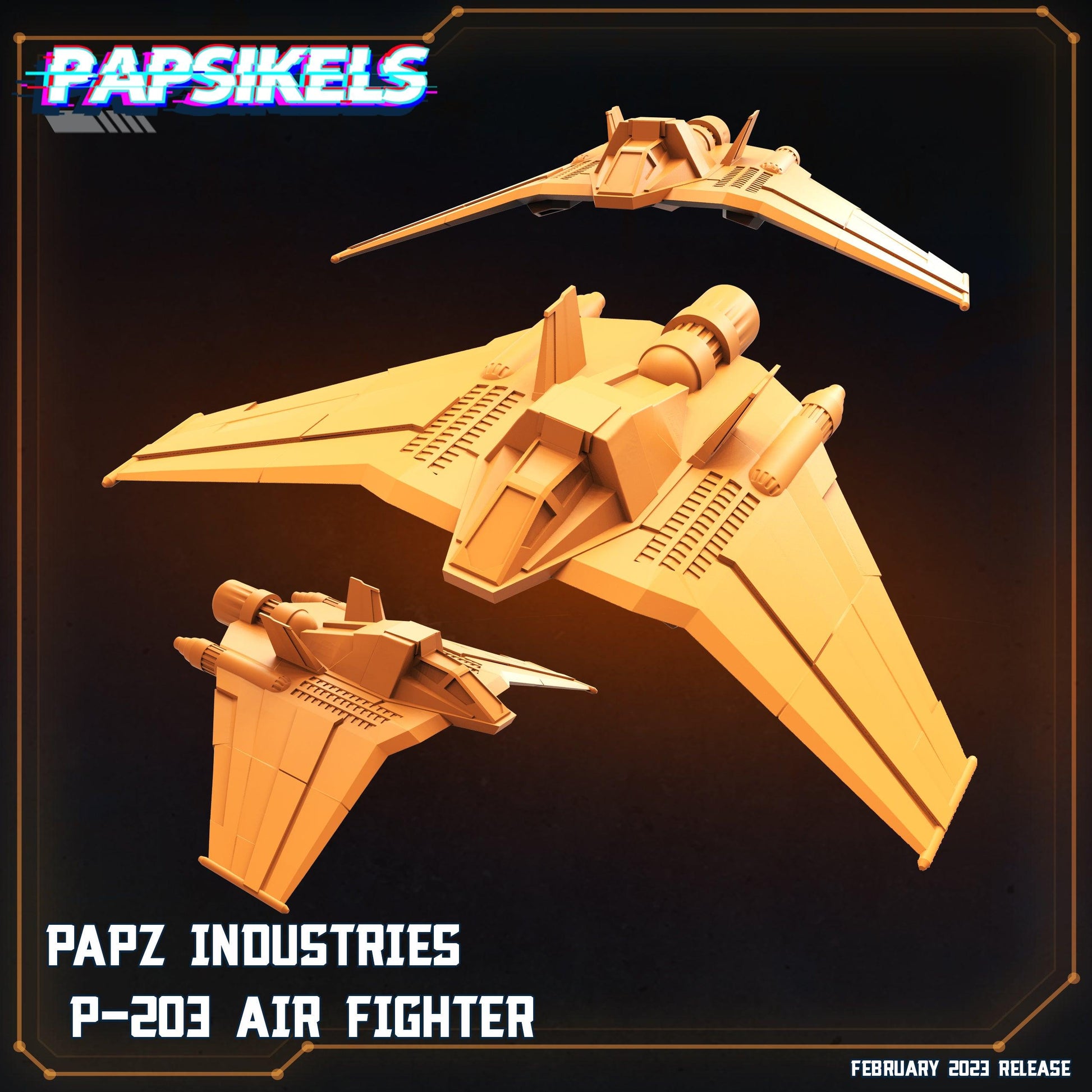 3D Printed Papsikels Cyberpunk Sci-Fi - Papz Industries P 203 Air Fighter - 28mm 32mm - 3D Printing Boss 