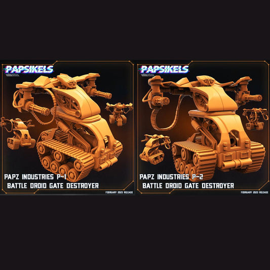 3D Printed Papsikels Cyberpunk Sci-Fi - Papz Industries P1 P2 Battle Droid Gate Destroyer - 28mm 32mm - 3D Printing Boss 