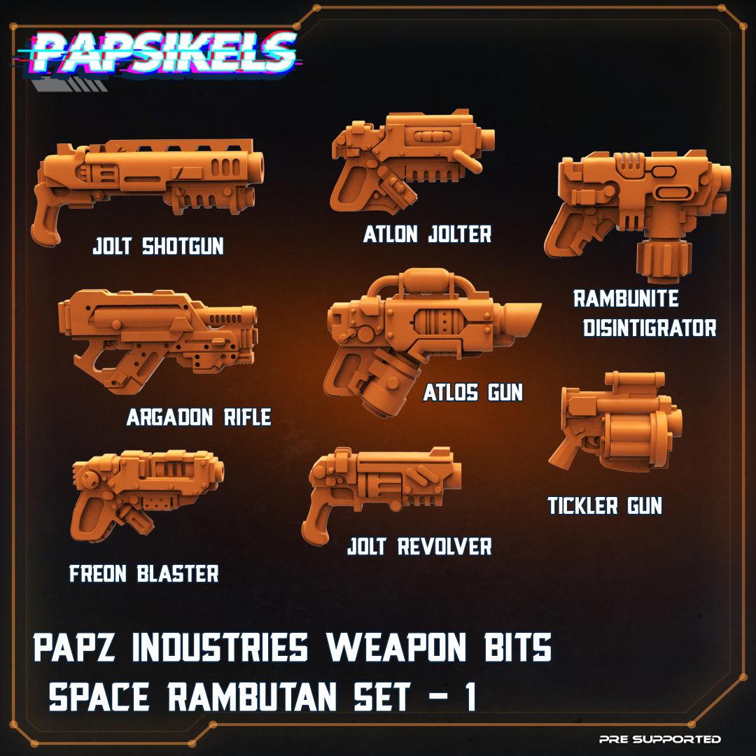 3D Printed Papsikels Cyberpunk Sci-Fi Papz Industries Weapon Bits Space Rambutan Set 1- 28mm 32mm - 3D Printing Boss 