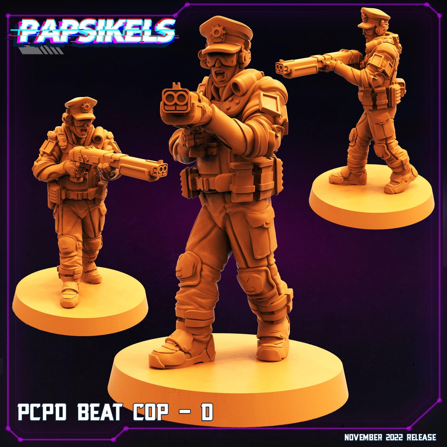 3D Printed Papsikels Cyberpunk Sci-Fi Pcpd Beat Cop Set - 28mm 32mm - 3D Printing Boss 